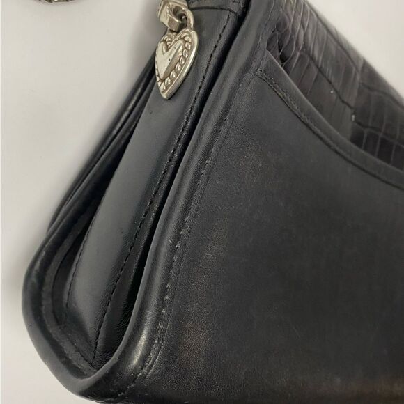 Vintage Authentic Brighton Croc Embossed Leather Chain Strap Small Crossbody - Picture 4 of 10